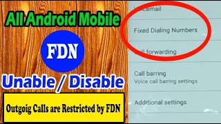 Outgoing Calls are Restricted by FDN Fixed Dialing Number Only Operation is Restricted to fixed [upl. by Billie938]