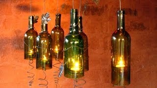 Recycled Wine Bottles Made Into A Hurricane Candle Holder DIY Video Craftsdecorating Ideas [upl. by Gronseth]