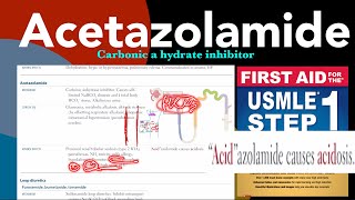 Acetazolamide Carbonic anhydrase inhibitor in HindiUrdu by first aid for USMLE step 1 [upl. by Ongun]