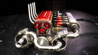 Twin Supercharged 4 Cylinder Nitro RC Engine [upl. by Woodrow]