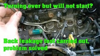 Cranks but wont start on a common rail diesel engine  Injector back leakage test [upl. by Kaylee]