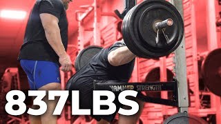 837LB STRONGMAN SQUAT SESSION WITH NICK BEST [upl. by Wenona216]