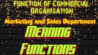 Function of Commercial Organisation Marketing and Sales Department Meaning and Functions [upl. by Onilatac]