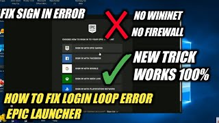 HOW TO FIX LOGIN LOOP ERROR IN EPIC GAME LAUNCHER  EPIC LAUNCHER SIGN IN ERROR FIX [upl. by Rheinlander167]