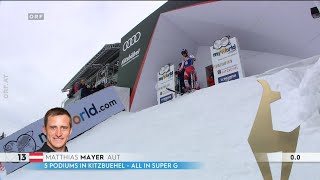 Alpiner SkiWeltcup  Abfahrt  Kitzbühel  1 Platz  Matthias MAYER  2020 [upl. by Sivi]