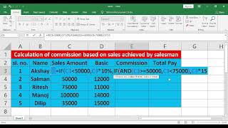 Commission kaise nikale  Commission kaise nikalte hain  How to calculate sales commission in excel [upl. by Fredela]