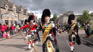 Drum Major David Rae leads the massed bands on the march after the 2019 Tomintoul Highland Games [upl. by Llyrat]