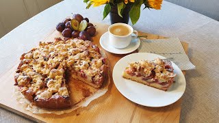 Pflaumenkuchen  Zwetschgenkuchen mit Streuseln und Rührteig Schneller amp einfacher Sonntagskuchen [upl. by Corneille347]