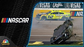 Tyler Reddick flips at Las Vegas as Chase Elliott Brad Keselowski also wreck  Motorsports on NBC [upl. by Lohrman]