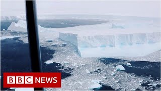 Video captures worlds biggest iceberg  BBC News [upl. by Leasim343]