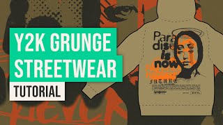 How To Make A Grunge Y2K Hoodie Streetwear Design [upl. by Keith49]