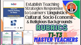 COT RUBRICS II Establish Strategies Responsive to Learners Linguistic amp Diverse Background [upl. by Noryk]