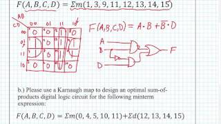 ECE 100 12 Karnaugh Maps with Minterm Expressions Example [upl. by Lucian]