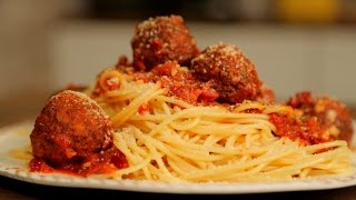 Spaghetti Meatballs Recipe  Spaghetti with Meatballs in Marinara Sauce  Nick Sarafs Foodlog [upl. by Vincenty]