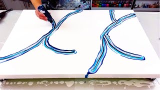 435  COOL 🥶 Ocean 🌊 Blues  Acrylic Pouring  Fluid Art Tutorial [upl. by Arahs]