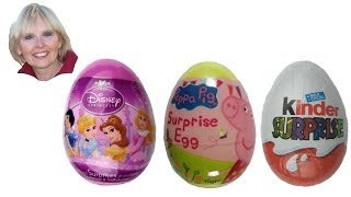 ♥♥ Disney Princess Surprise Egg Peppa Pig and Kinder Surprise Easter Eggs [upl. by Attenaz]