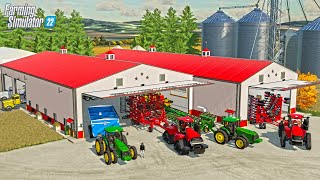 NEW 80X200 MACHINE SHED ON GIANT AMERICAN FARM EXPANDING THE FARM  FS22 [upl. by Einhorn]