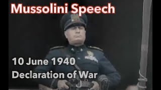 Mussolini Speech Declaring War [upl. by Nylidnam]