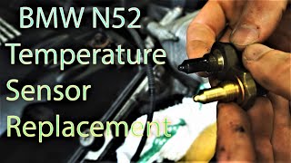 HOW TO REPLACE TEMPERATURE SENSOR on BMW N52 engine [upl. by Ik]