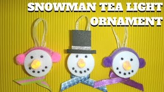 Easy Christmas Crafts for Kids  Snowman Tea Light Ornament [upl. by Kosiur]