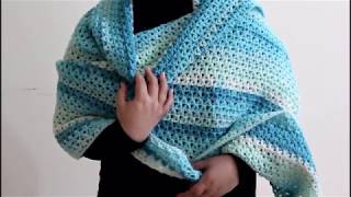 Crochet Easy Beautiful ShawlBlanketScarf Using V stitchSuper Easy [upl. by Nauwtna]