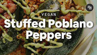 Vegan Stuffed Poblano Peppers  Minimalist Baker Recipes [upl. by Dnallor]