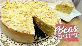 GEDECKTER APFELKUCHEN  Rezept mit Zuckerguss und Mandeln [upl. by Oiramad171]