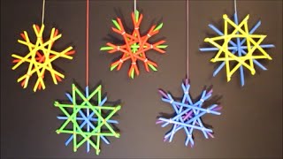 Straw Snowflakes  DIY Winter Decor  Crafts For Kids [upl. by Ariahay]