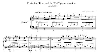 Prokofiev quotPeter and the Wolfquot PIANO selection  FREE SHEET MUSIC [upl. by Mckenna]