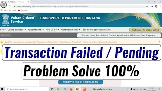 How to Clear Pending Transaction in Parivahan  RC Transfer Payment Failed  Humsafar Tech [upl. by Ebberta]