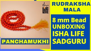 PANCHAMUKHI RUDRAKSHA MALA  8MM BEAD  ISHA LIFE  UNBOXING amp REVIEW  SADGURU [upl. by Zimmer]