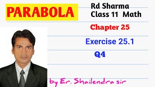 Parabola Class 11  Rd Sharma class 11 math Exercise 251 Q4  CBSE 11 Math Parabola  smcride [upl. by Durst]