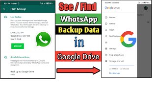 How to See  Find WhatsApp Backup Data in Google Drive [upl. by Shu]