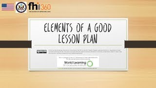 Elements of a Good Lesson Plan [upl. by Ffilc]