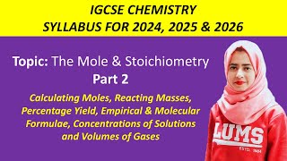 IGCSEGCSE Chemistry Topic The Mole amp Stoichiometry  Part 2 [upl. by Louise99]