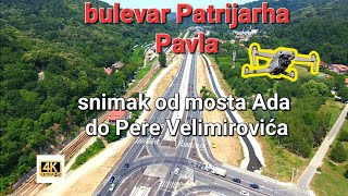 Bulevar Patrijarha Pavla dronom prelet od mosta Ada do Pere Velimirovicazona radova NEMA RADOVA [upl. by Christine]