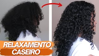 RELAXAMENTO CASEIRO para Cabelos Cacheados REDUZ o volume e o frizz define os cachos [upl. by Acinna]