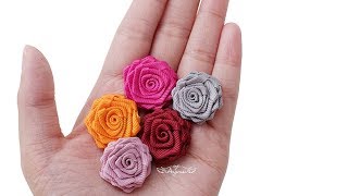 How to Make Tiny Ribbon Roses [upl. by Laicram463]