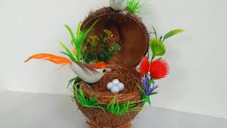 Best Way to Recycle Coconut Shells amp Husks Coconut Shells Craft Idea [upl. by Ewell756]