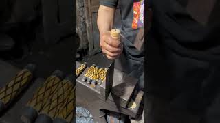 Chopping process of wood grain handle [upl. by Nelan]