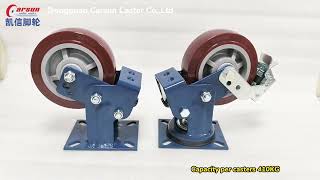 Spring Shock Absorbing Casters 6inch Polyurethane Wheel Casters with Locks casters casterwheel [upl. by Lozar397]