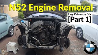 How To Remove  Swap An N52 Engine From A BMW E90 E92 In Your Driveway Part 1 [upl. by Ayadahs]