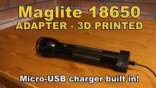 Maglite 18650 Adapter Mod upgrade with charging capability 3d printed [upl. by Llaccm106]