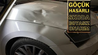 Skoda Superb Boyasız Göçük Onarımı Skoda Superb Paintless Repair GÖÇÜK DÜZELTME [upl. by Allare]