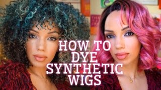 HOW TO DYE SYNTHETIC WIGS DIY [upl. by Camey]