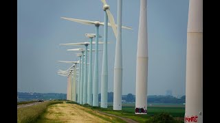 Wind farm EemmeerdijkZeewolde 17x NedWind NW55 and wind farm Princes Alexia 36 x Repower 34M104 [upl. by Aij653]