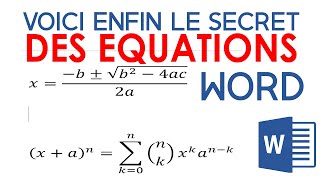 Comment écrire facilement et simplement des équations mathématiques dans Microsoft office Word [upl. by Arvell739]