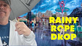 Rainy Rope Drop at DCA  Testing Disneys new Early Entry policy [upl. by Naneik]