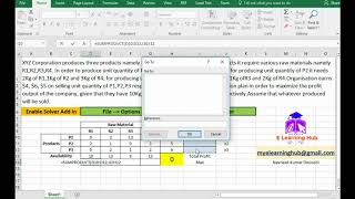 Solving LPP using MS Excel Solver Tutorial [upl. by Aliuqet]