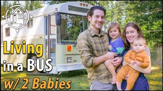 Family Lives in Stunning SCHOOL BUS Home w Baby amp Toddler [upl. by Quincey448]